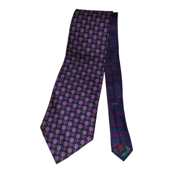 Tommy Hilfiger* Silk Tie* Navy/ Purple - Picture 2 of 5